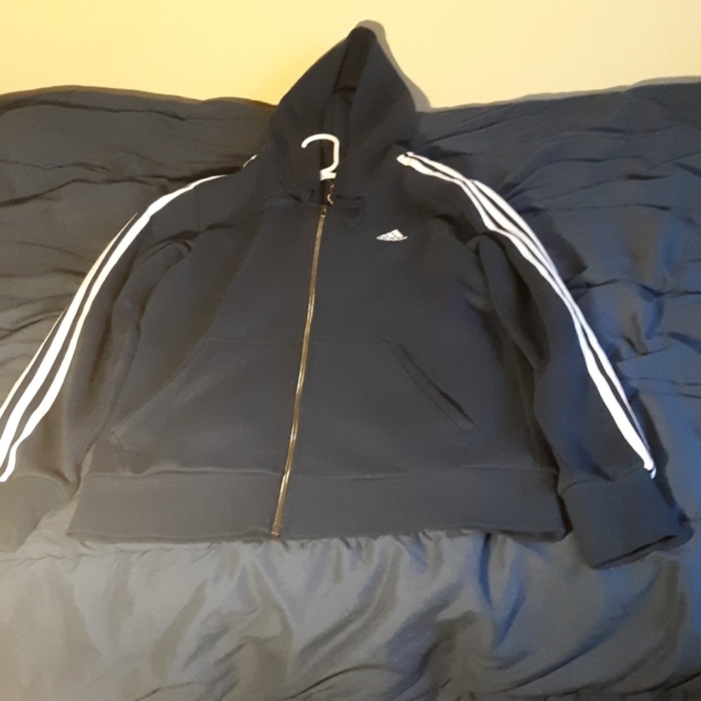 Addidas 3-stripes fleece hoodie(Navy Blue)